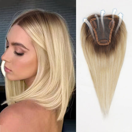 Extensions de cheveux blond cendré lisse avec clip facile d'utilisation