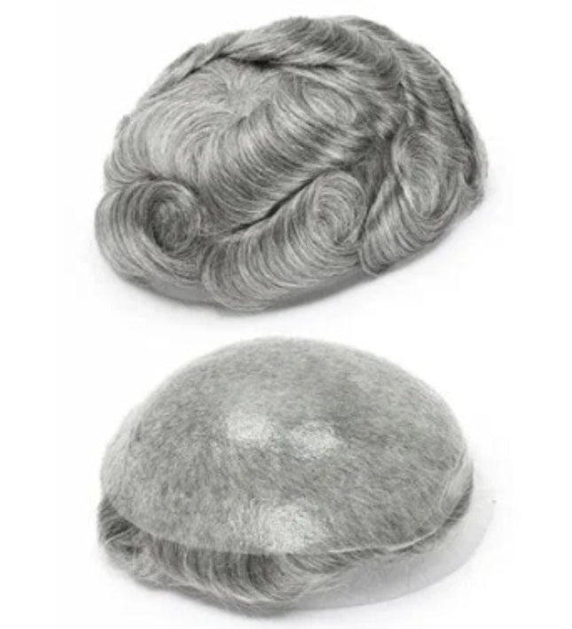 Perruque grise pour homme en cheveux naturels avec style classique et élégant