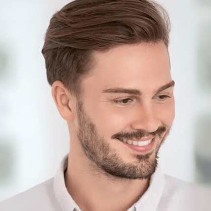 Postiche discret en cheveux naturels pour homme avec effet coiffé naturel