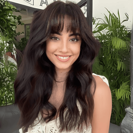 Frange à clip en cheveux naturels longs et ondulés pour un style élégant et naturel