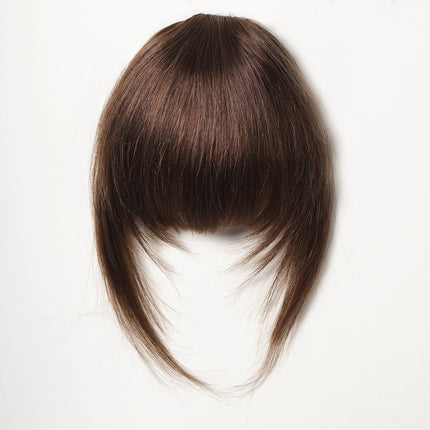 Toupet frange à clip en cheveux naturels brun pour un style élégant et tendance
