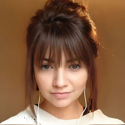 Frange à clip en cheveux naturels marron pour un look moderne et chic