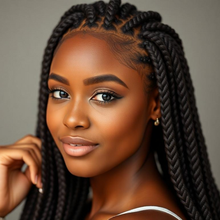 Jeune femme portant une perruque tresse africaine