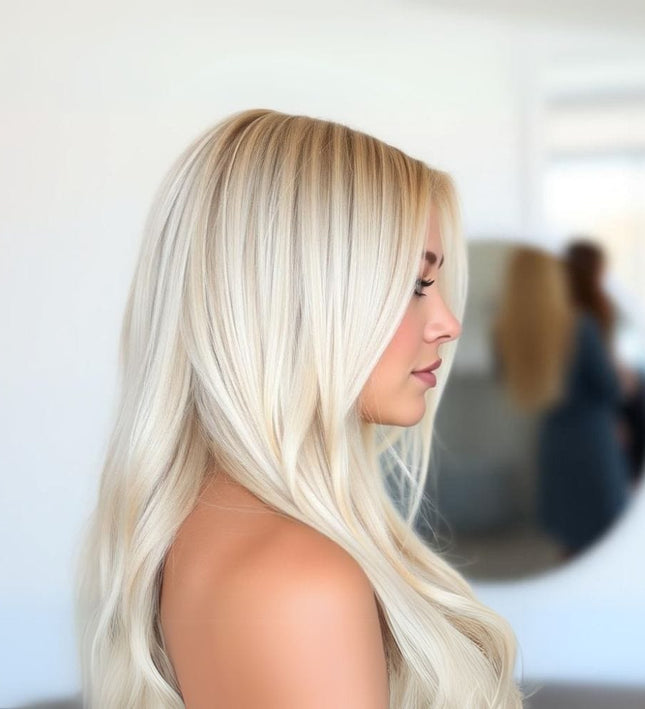 Extensions de cheveux à clip blond platine lisses pour un look naturel et élégant