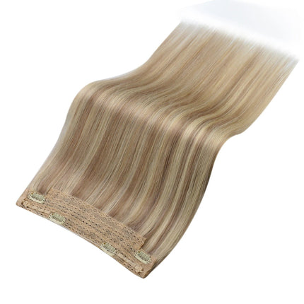 Extension à clip demi-tête en cheveux longs naturels blond clair pour un volume instantané