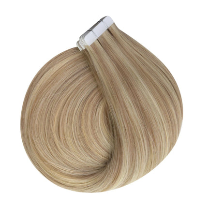 Extension de cheveux adhésive lisse blonde naturelle en cheveux humains longue tenue