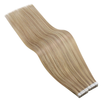 Extensions de cheveux naturels raides blonds adhésives pour un look élégant et naturel