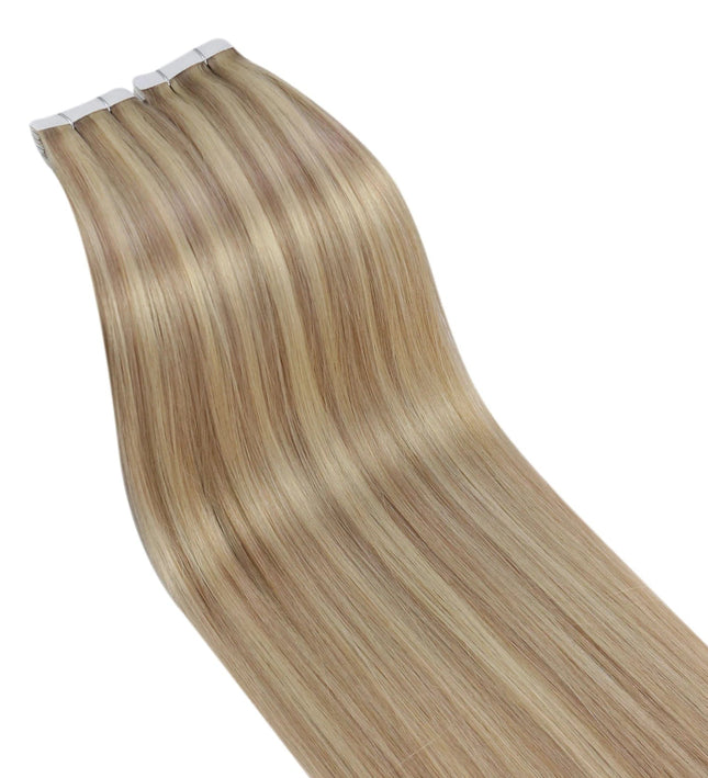 Extension adhésive cheveux longs blonds naturels raides