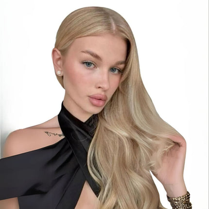 Extensions adhésives cheveux longs blonds naturels lisses pour un style élégant