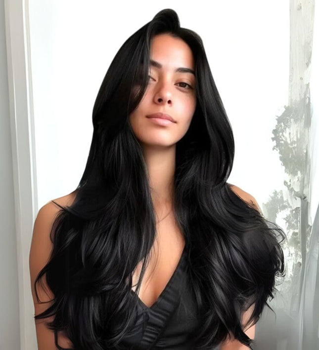 Extensions adhésives noires en cheveux naturels pour une longueur et brillance optimales