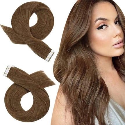 Extension de cheveux naturels raides couleur marron pour un look élégant et sophistiqué