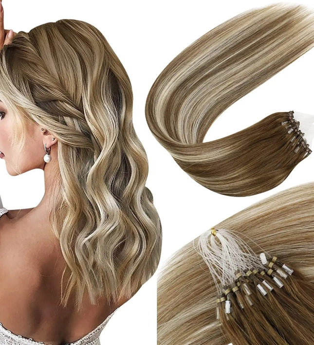 Extensions de cheveux naturels blonds en anneaux pour volume et longueur élégante