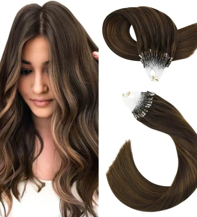 Extensions capillaires naturelles à anneaux, brunes ondulées pour un style élégant et moderne