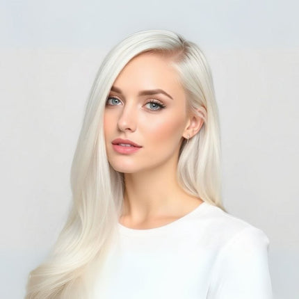 Extensions cheveux longue et lisse adhésives pour un look naturel platine élégant