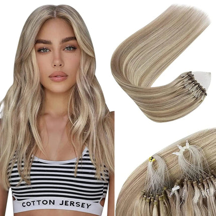 Extensions de cheveux blonds cendrés aux anneaux pour un look naturel et élégant