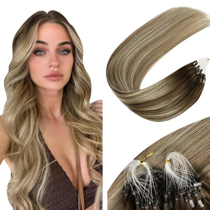 Extensions de cheveux blonds avec anneaux en couleur naturelle pour un look glamour et volumineux