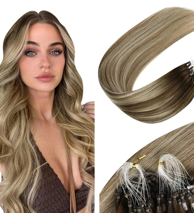 Extensions de cheveux blonds avec anneaux en couleur naturelle pour un look glamour et volumineux