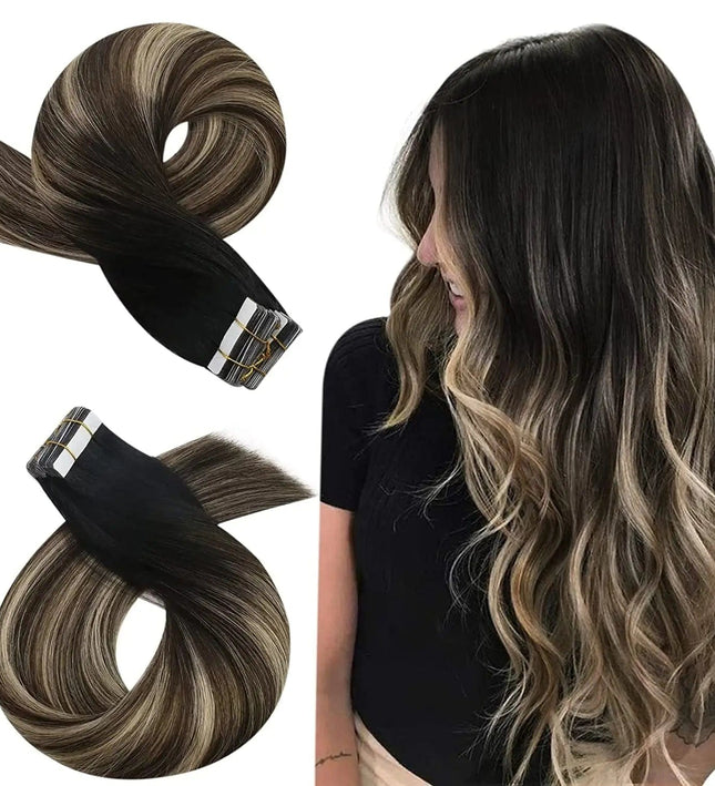 Extension de cheveux adhésive balayage naturel pour un volume et des ondulations remarquables