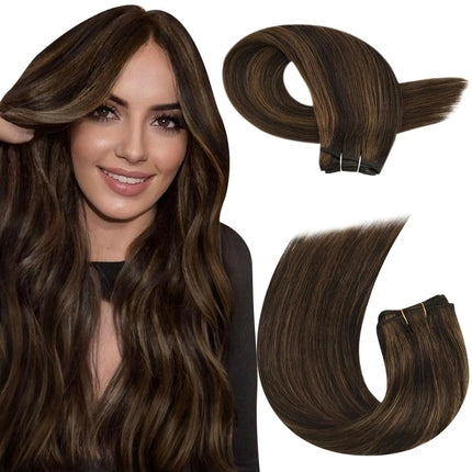 Extensions de cheveux naturels lisses châtain foncé pour un style longue durée élégant