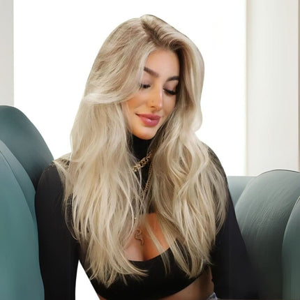 Extensions de cheveux naturels lisses et longues couleur blonde pour un look élégant