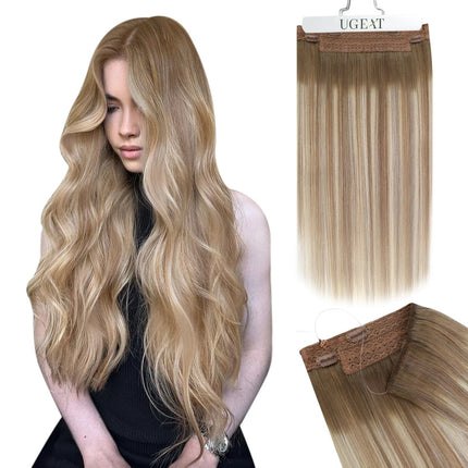 Extension de cheveux demi-tête en blond naturel ondulé pour un look glamour et élégant