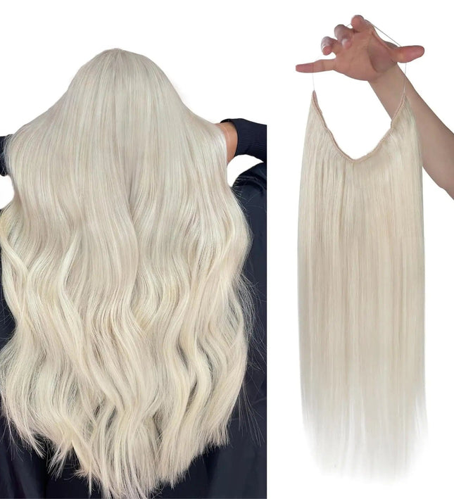 Extension cheveux blonds invisibles en fil, longueurs ondulées pour un style naturel éclatant