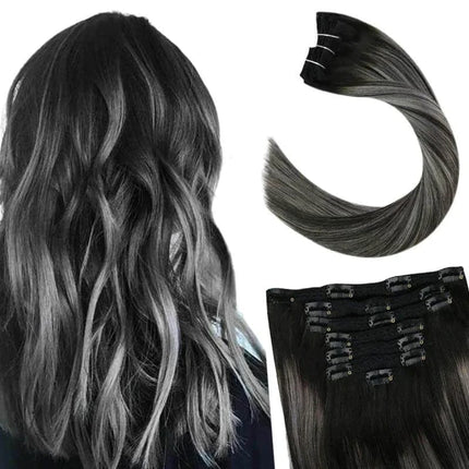 Extension cheveux naturels ondulés à clip, brune longue pour volume et style élégant