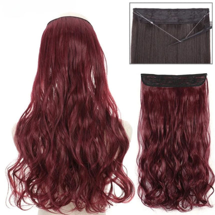 Extensions synthétiques ondulées sur fil invisible couleur bordeaux pour look naturel