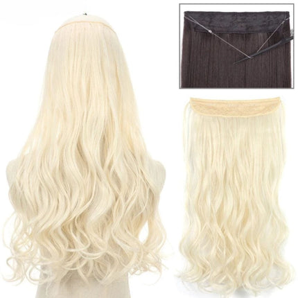 Extensions cheveux synthétiques ondulés blond clair sur fil invisible élégantes