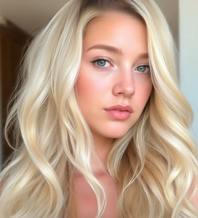 Extension ondulée sur fil invisible pour un volume naturel en cheveux synthétiques blonds