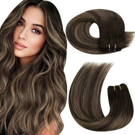 Extension de cheveux longue naturelle brune ondulée pour un look volumineux et élégant