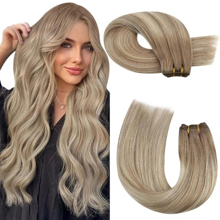 Extension cheveux naturels ondulés longs couleur blond cendré qualité Remy