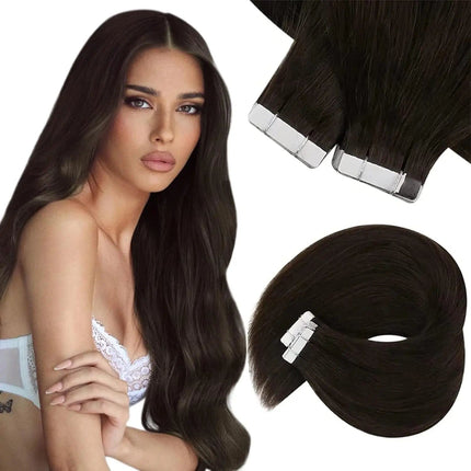 Extensions capillaires adhésives brunes naturelles pour look élégant et sophistiqué