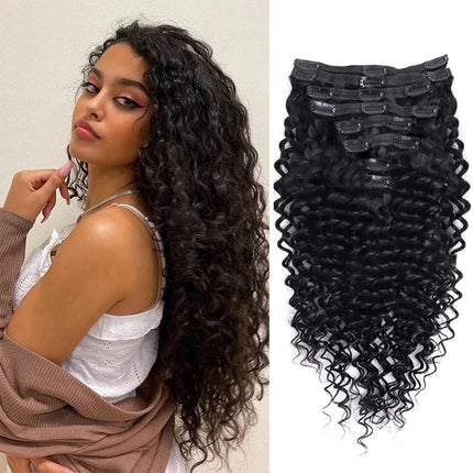 Extensions de cheveux bouclés naturels à clip pour un style volumineux et élégant