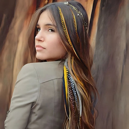 Extensions de cheveux plumes synthétiques colorées