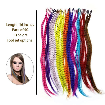 Extensions de cheveux plumes synthétiques en 13 couleurs vives pour un style audacieux