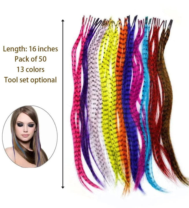 Extensions de cheveux plumes synthétiques en 13 couleurs vives pour un style audacieux