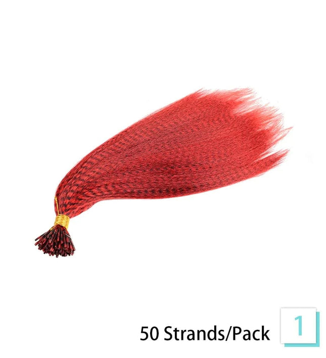 Extensions de cheveux plumes synthétiques rouges pour un style audacieux et coloré
