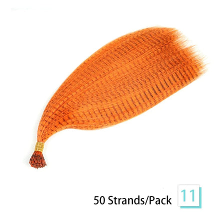 Extensions de cheveux synthétiques plumes orange, idéales pour un style audacieux.