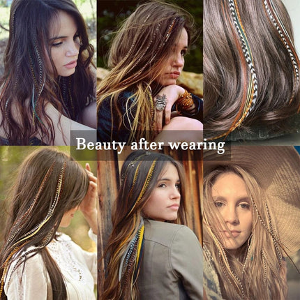 Extensions de cheveux plumes colorées pour un look bohème chic et naturel