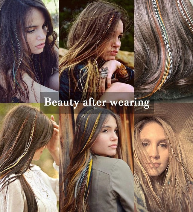 Extensions de cheveux plumes colorées pour un look bohème chic et naturel