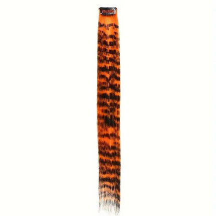 Extension à clip synthétique longue motif léopard orange et noir pour coiffure moderne
