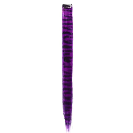 Extensions capillaires à clip synthétiques style mèches violettes ombrées.