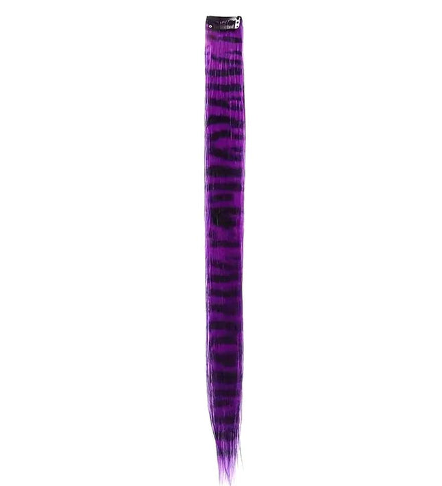 Extensions capillaires à clip synthétiques style mèches violettes ombrées.