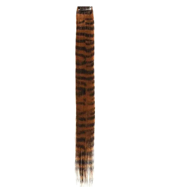 Extensions de cheveux synthétiques à clip motif zébré pour un look original et tendance
