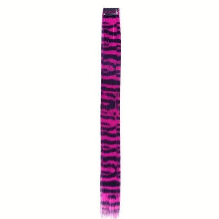 Extension de cheveux synthétique à clip motif zébré rose et noir tendance et colorée