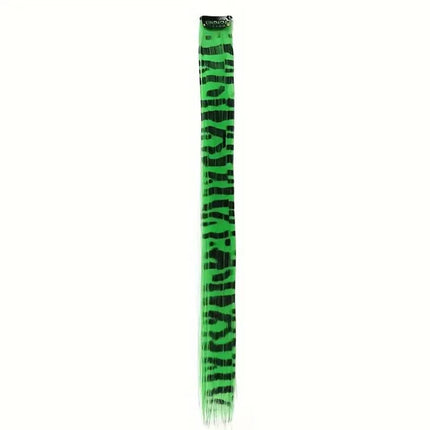 Extensions clip-in synthétiques à motif léopard vert vibrant pour un look audacieux