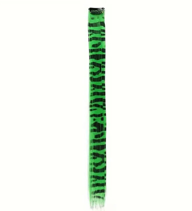 Extensions clip-in synthétiques à motif léopard vert vibrant pour un look audacieux
