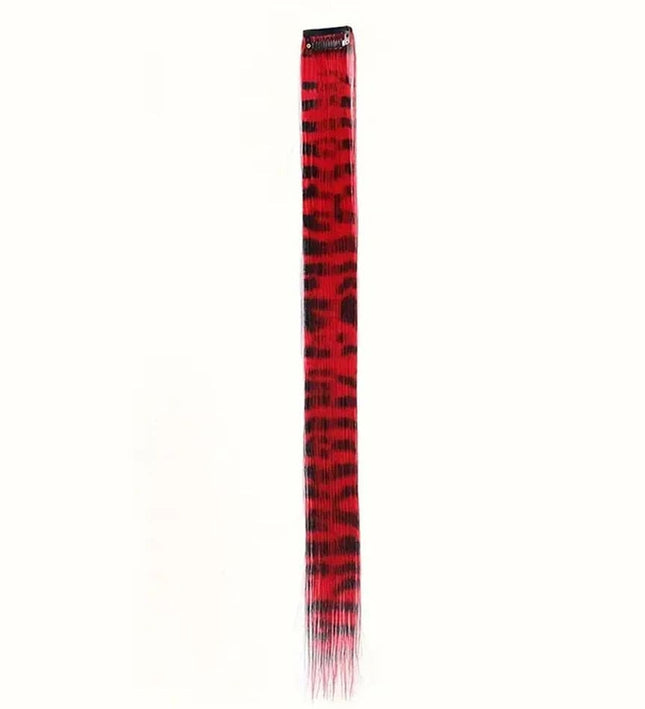 Extension à clip synthétique rouge motif léopard pour look audacieux