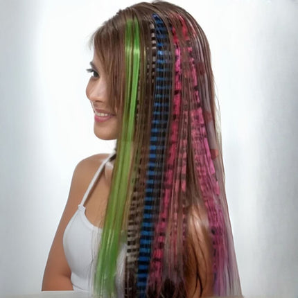 Extensions de cheveux synthétiques multicolores à clip pour un style audacieux et branché